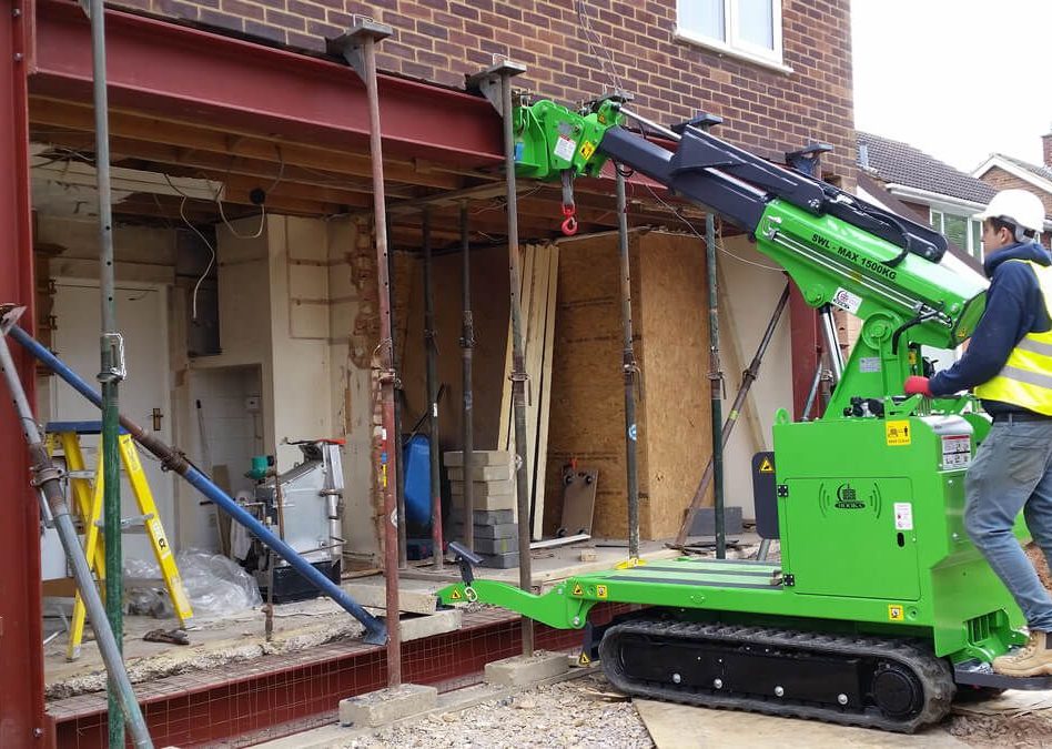 RSJ-Steel-Beam-Installation-with-the-Hooka-Lift-and-carry-Crawler-Crane-lifting-heavy-RSJ-steel-beam-into-place